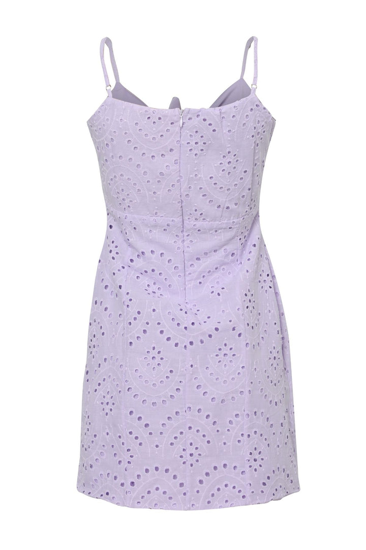 Düğüm Detaylı Askılı Mini Elbise Lila