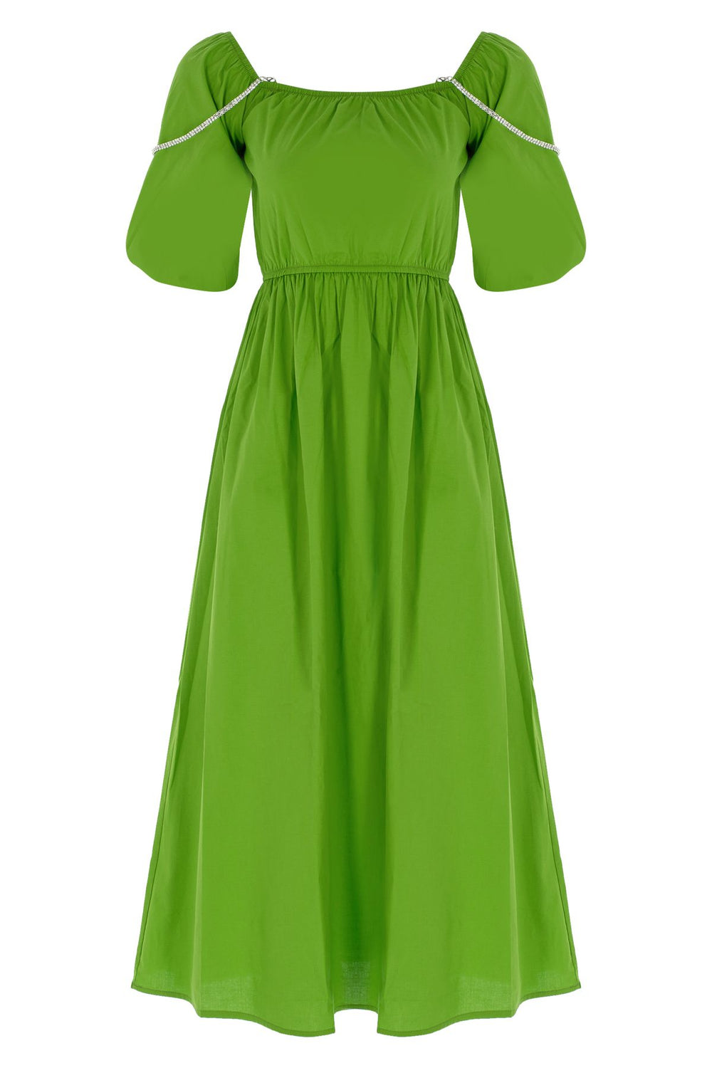 Accessory Detailed Midi Length Dress Green