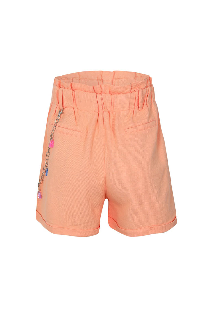 Aksesuarlı Duble Paça Şort Somon