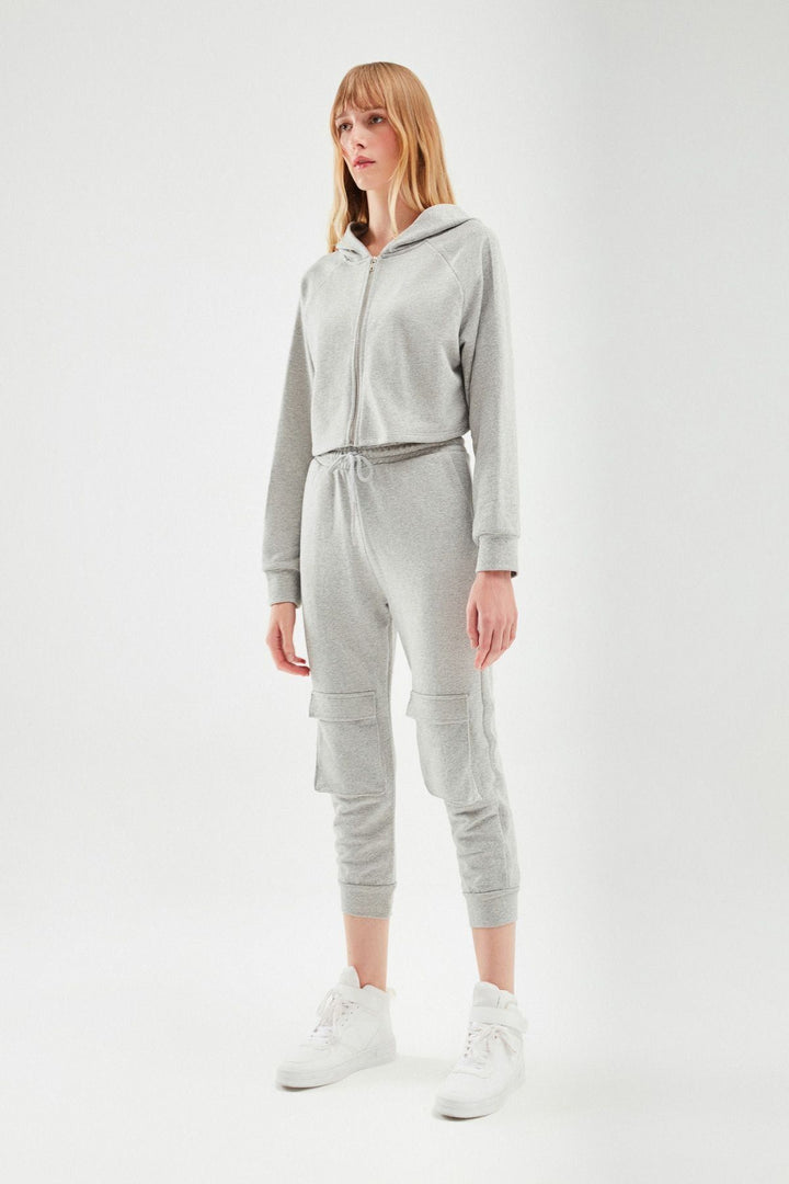 Fermuarlı Crop Sweatshirt Grimelanj