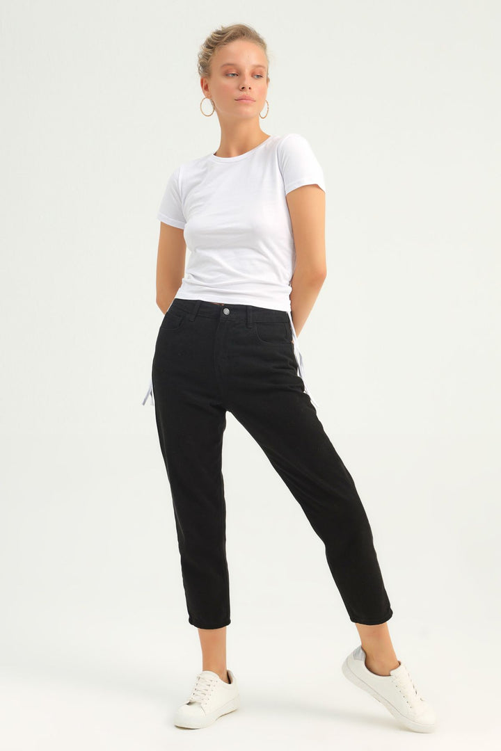 Yanları Büzgülü Basic Tişört Beyaz