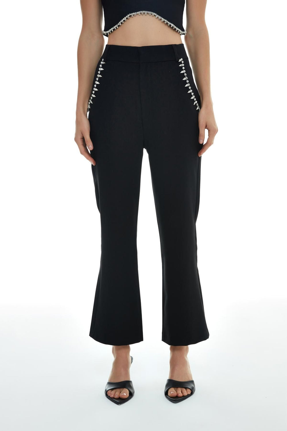 High Waist Trousers Black With Pockets Accessory