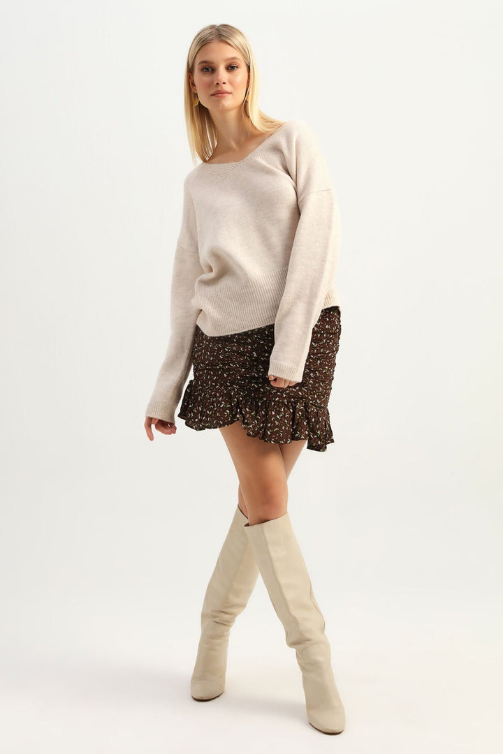 V Neck Sweater Stone