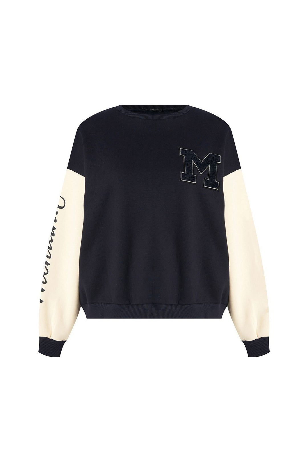 Sleeve Printed Sweatshirt Navy