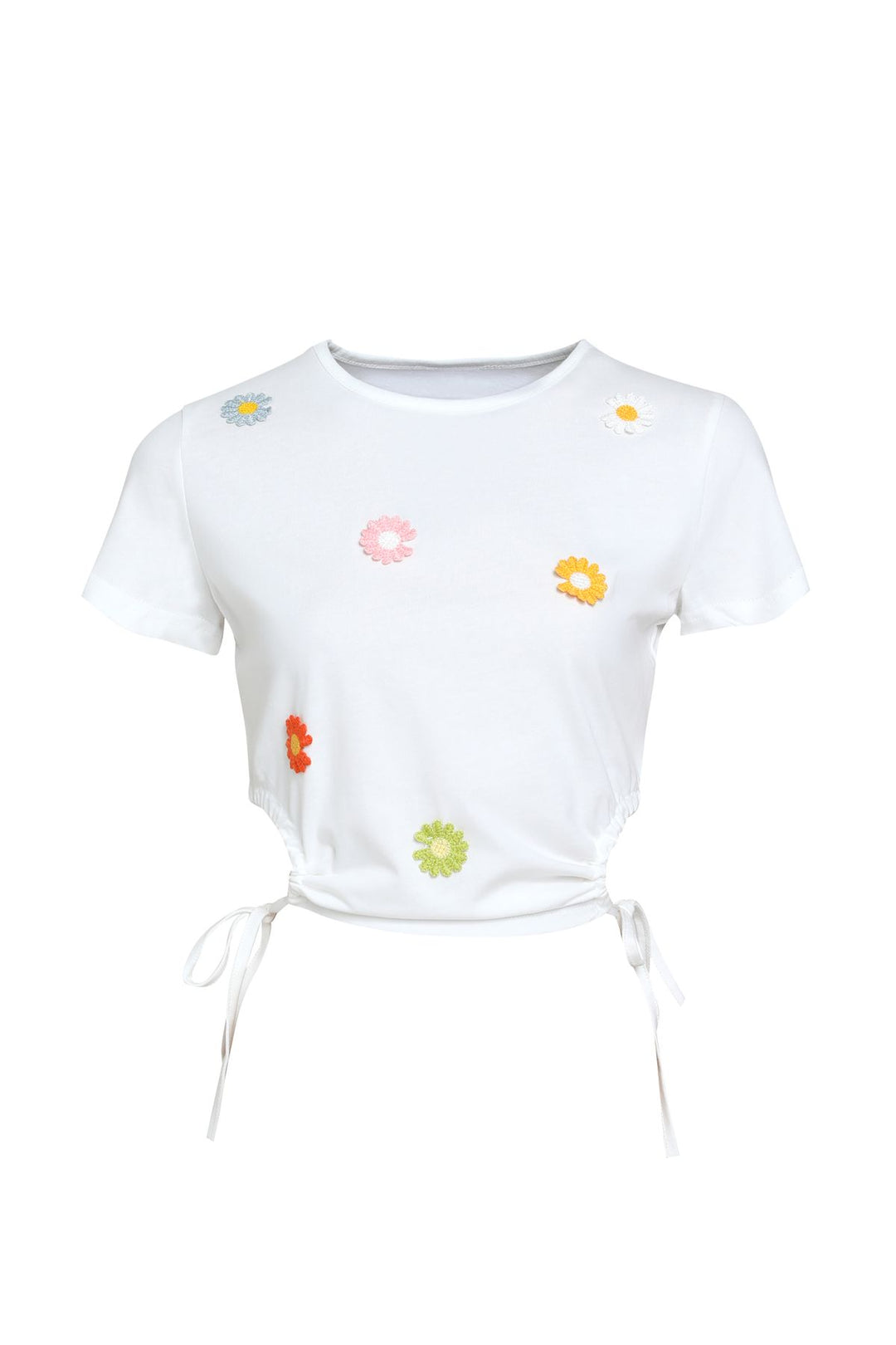 Floral Pleated T-Shirt Ecru