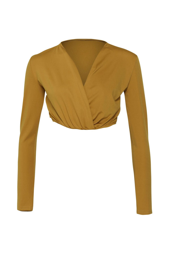 Double Breasted Crop Blouse Olive