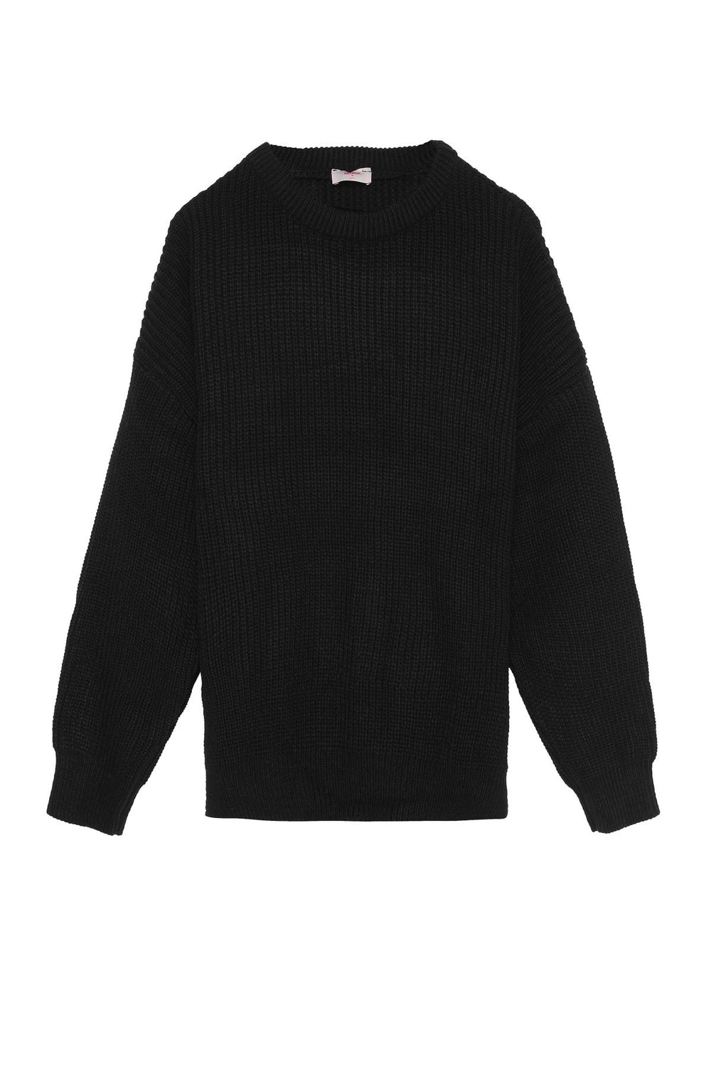 Crew Neck Knitted Sweater Black
