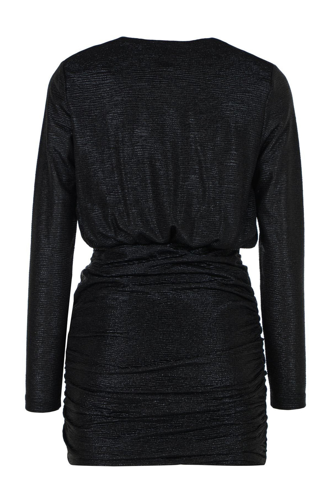 V Neck Pleated Dress Black