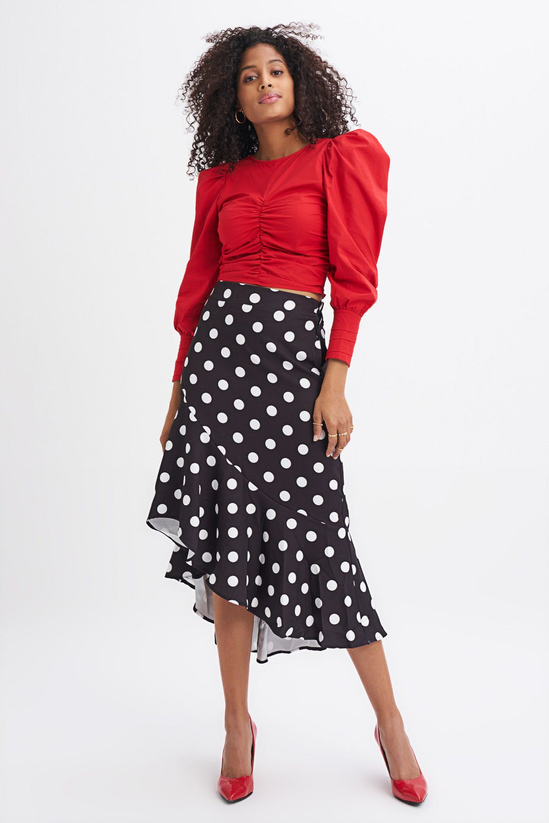 Ruffle Polka Dot Skirt Black