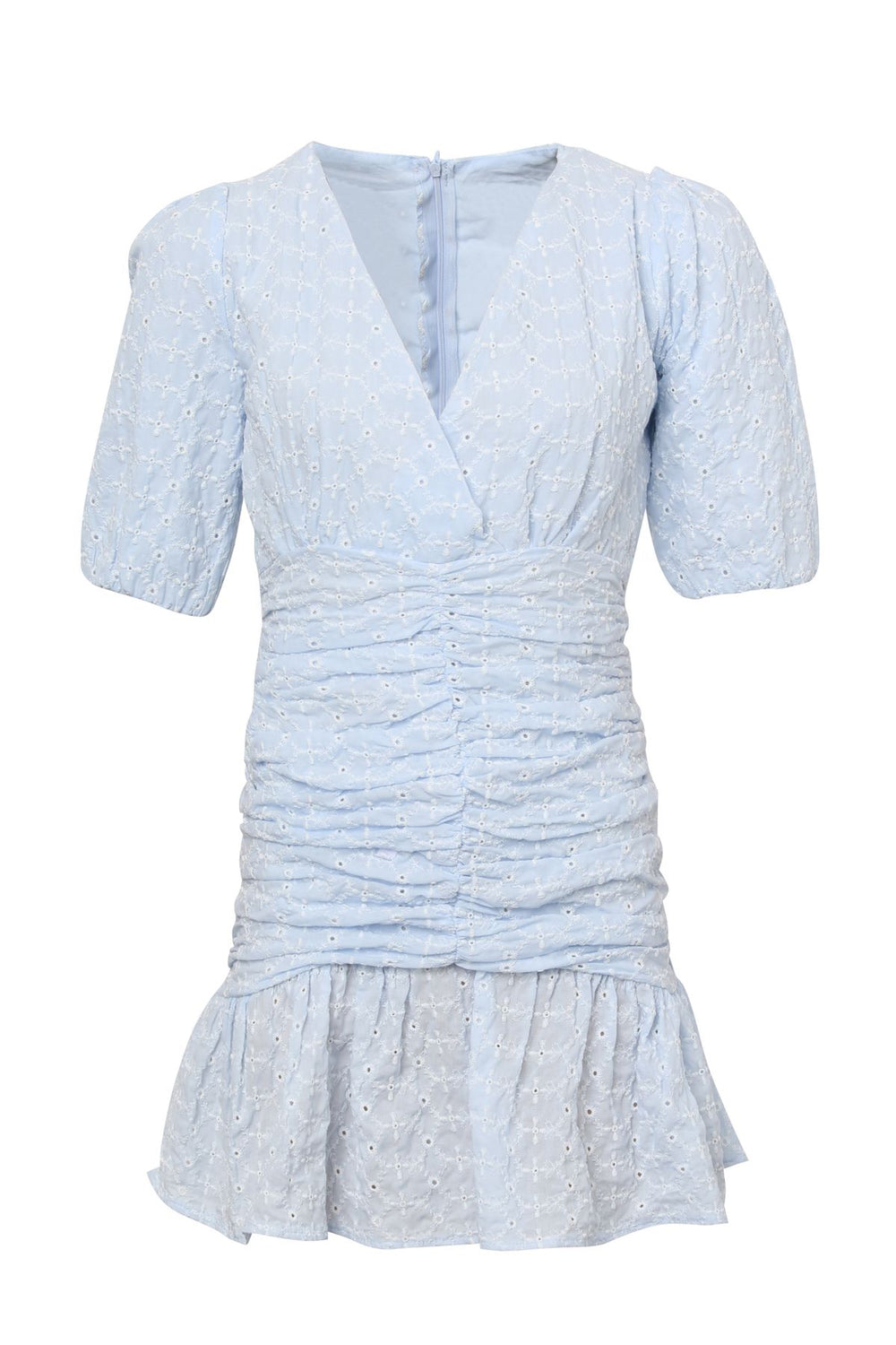 Gipeli Double Breasted Guipure Dress Baby Blue