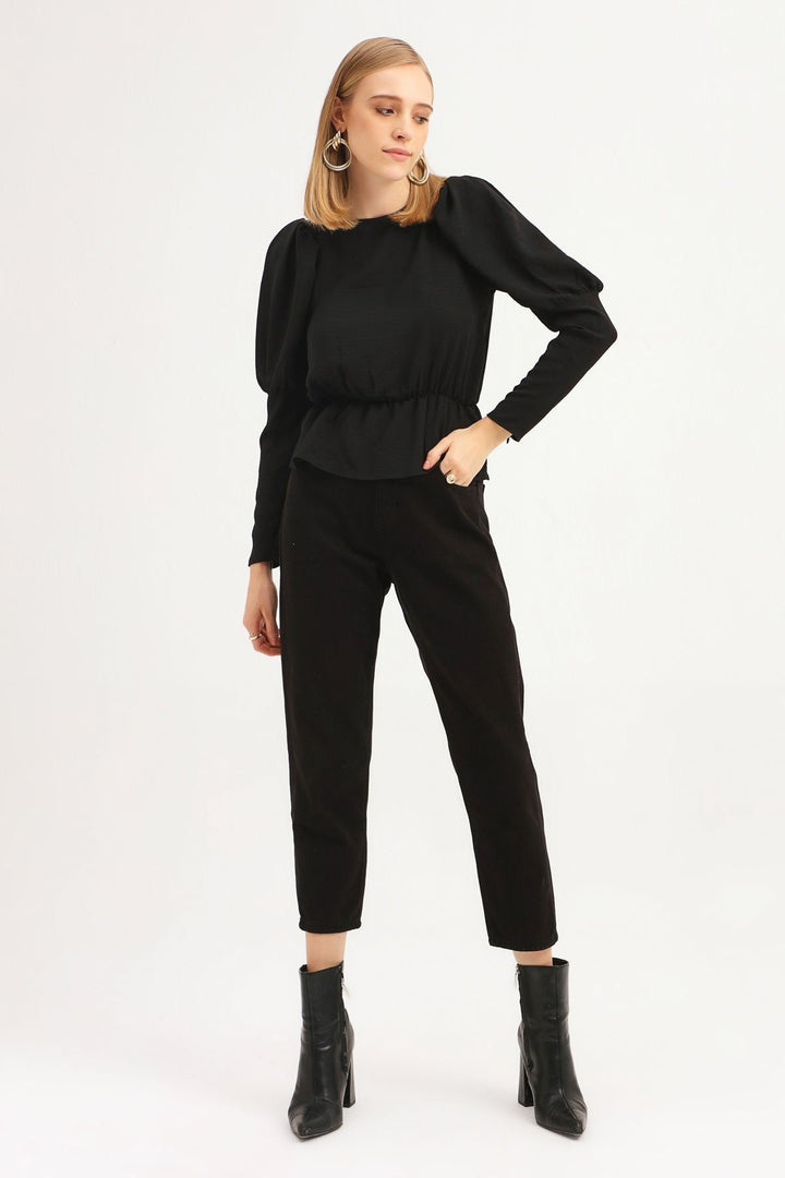 Balloon Sleeve Blouse Black