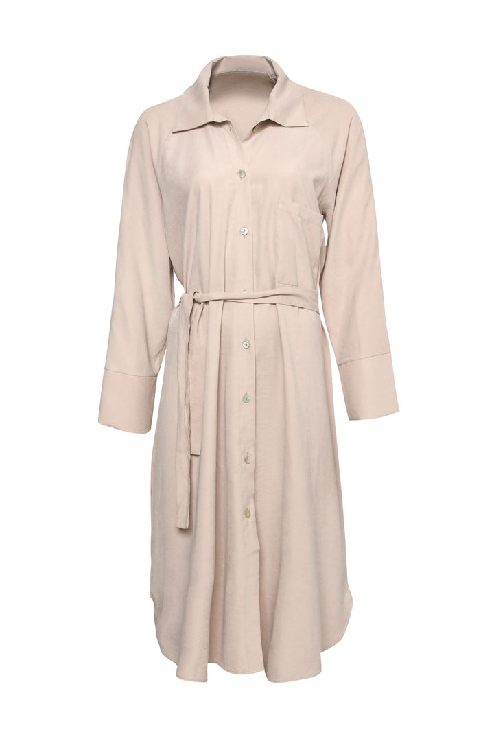 Belted Shirt Dress Stone