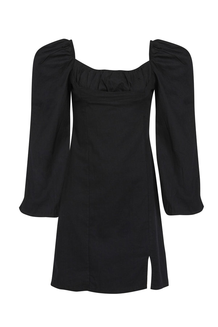 Balloon Sleeve Mini Dress Black