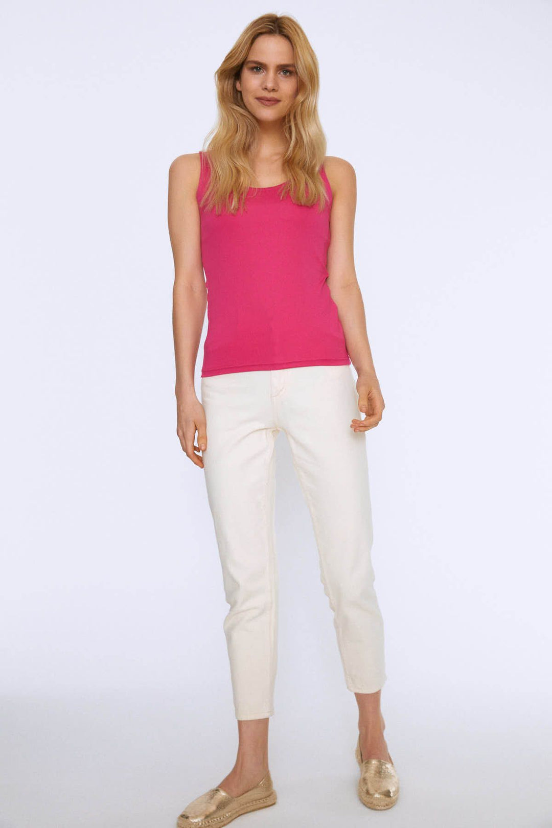 Kalın Askılı Basic Bluz Fuşya