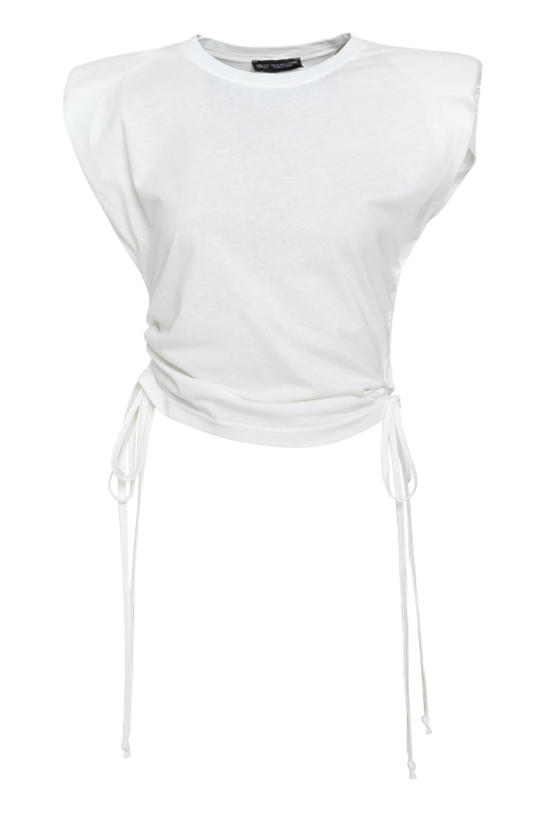 Vatkalı Büzgülü Tişört Ekru