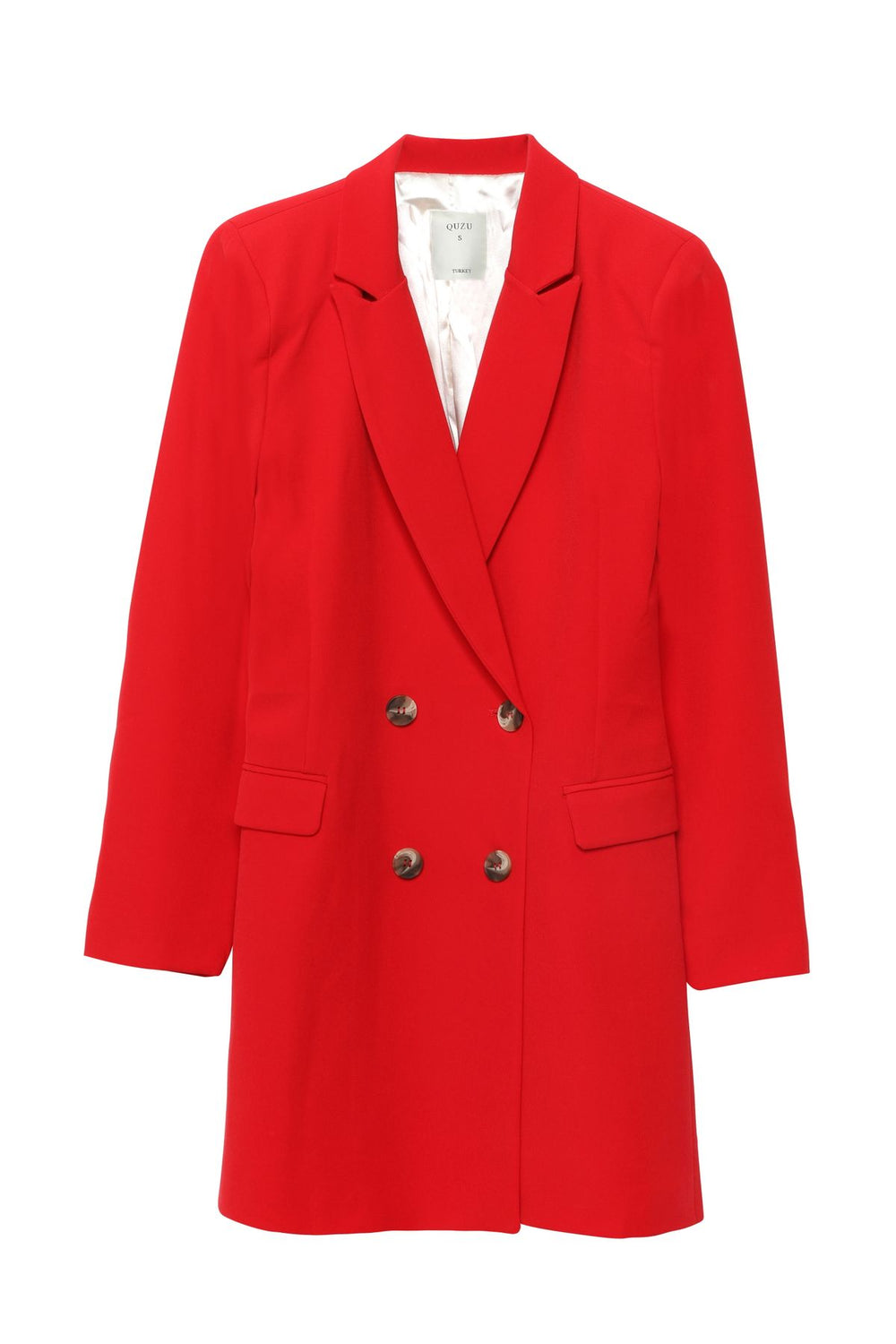 Double Breasted Collar Jacket Dress Red