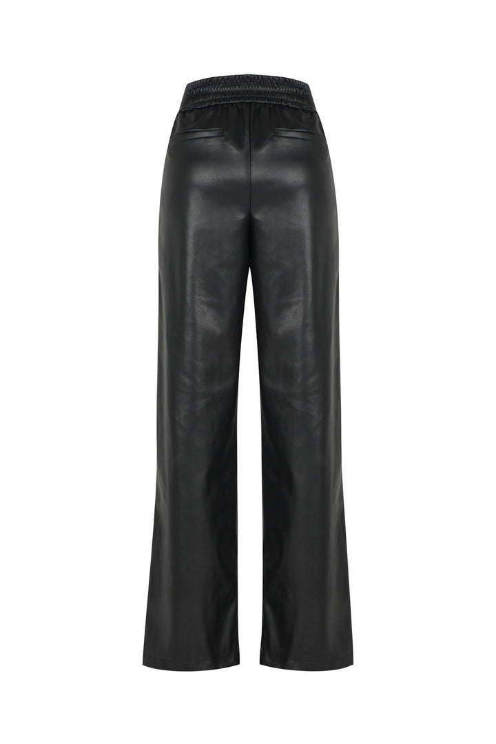 Beli Lastikli Deri Pantolon Siyah