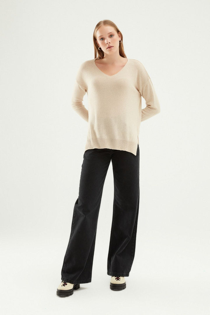 V Neck Knitwear Stone