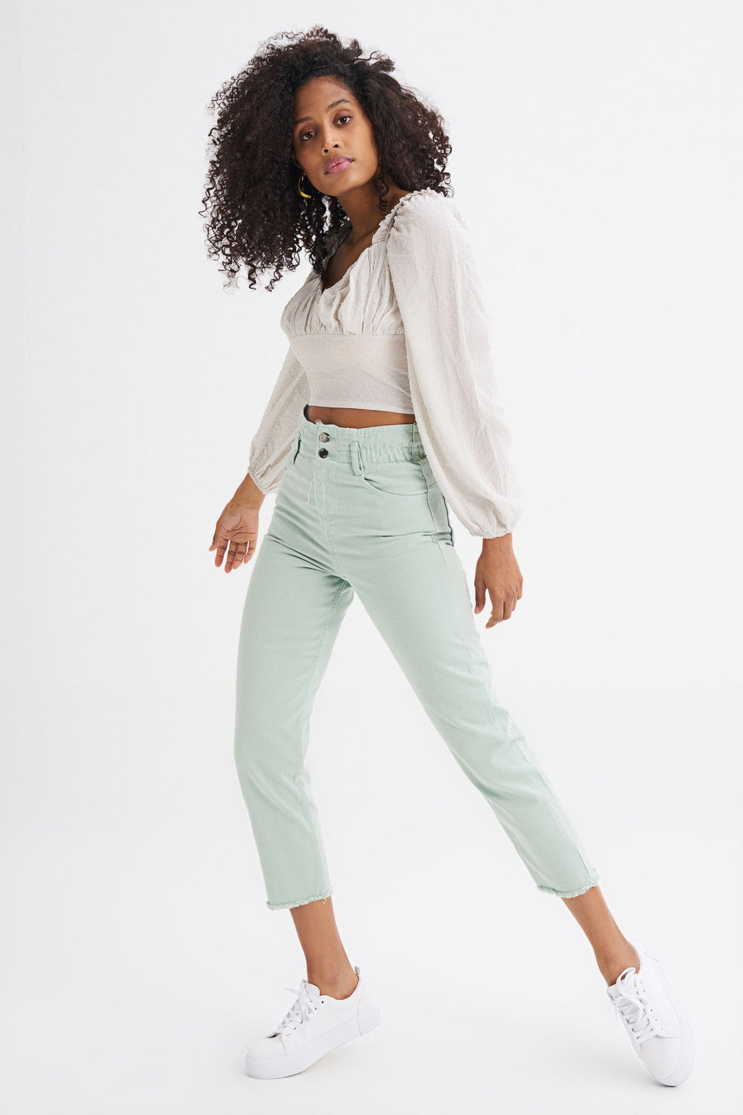 Beli Lastikli Mom Jean Mint