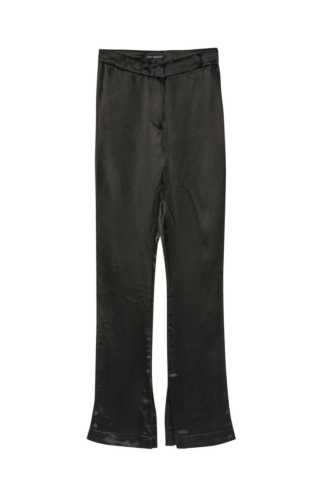 Slit Detailed Satin Trousers Black