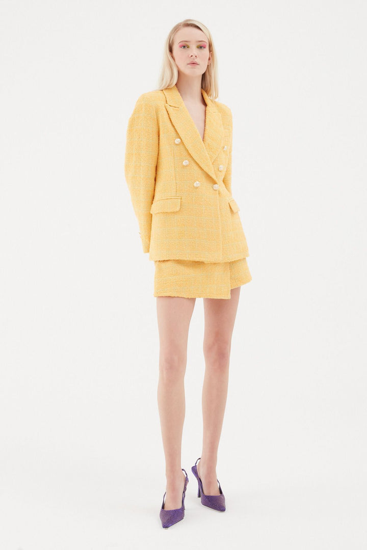 Kruvaze Tüvit Blazer Ceket Açık Oranj
