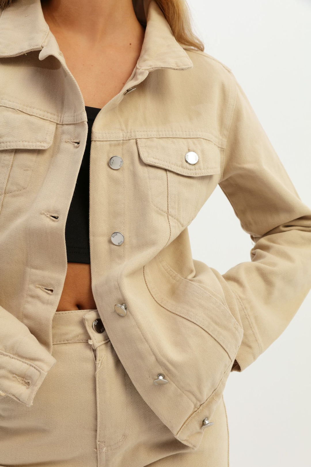 Gabardine Denim Jacket Beige