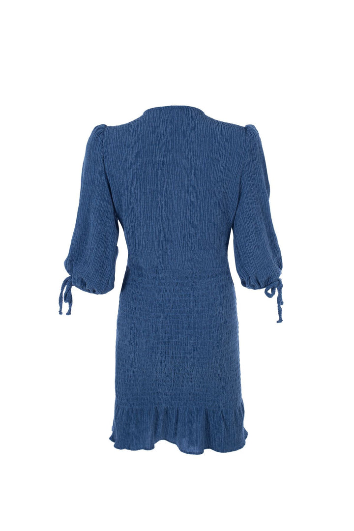 V Neck Gipe Dress Indigo