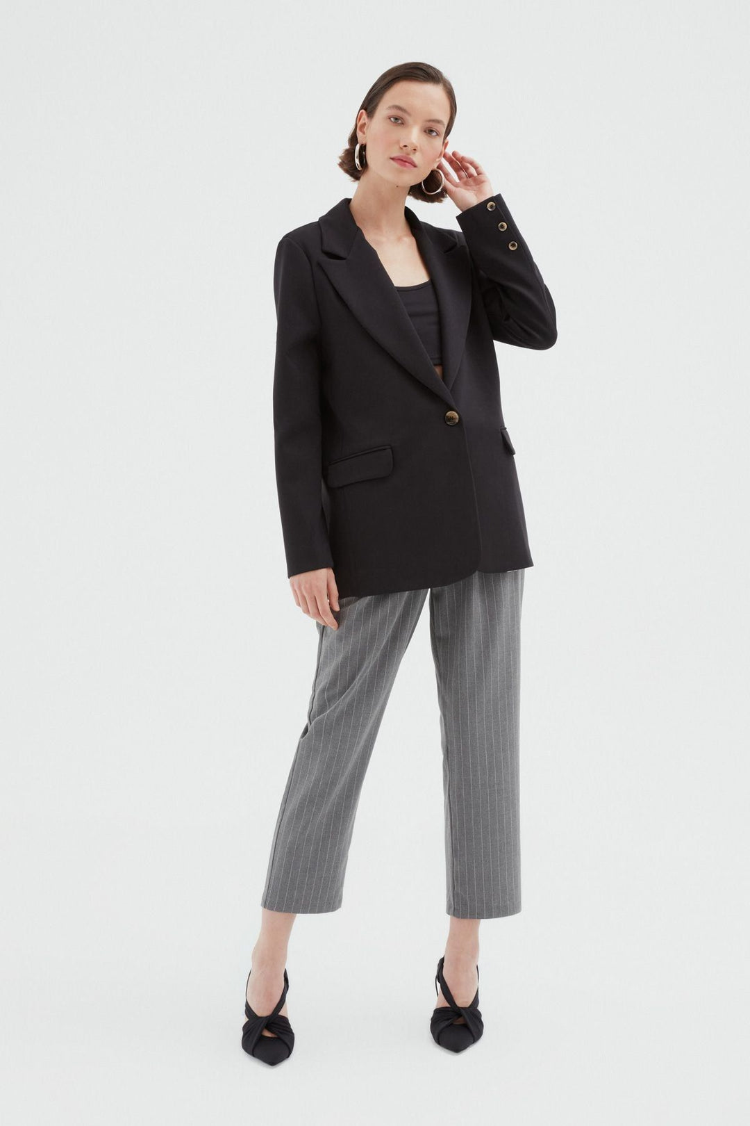 Tek Düğmeli Blazer Ceket Siyah