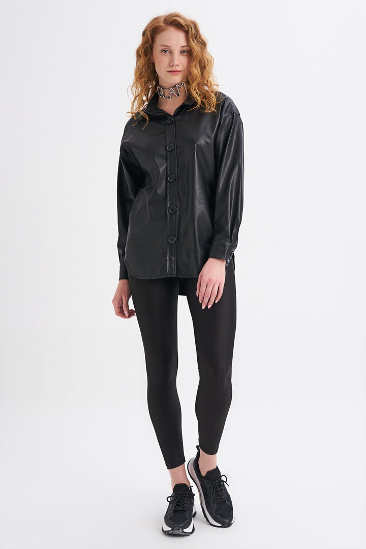 Deri Gömlek Siyah