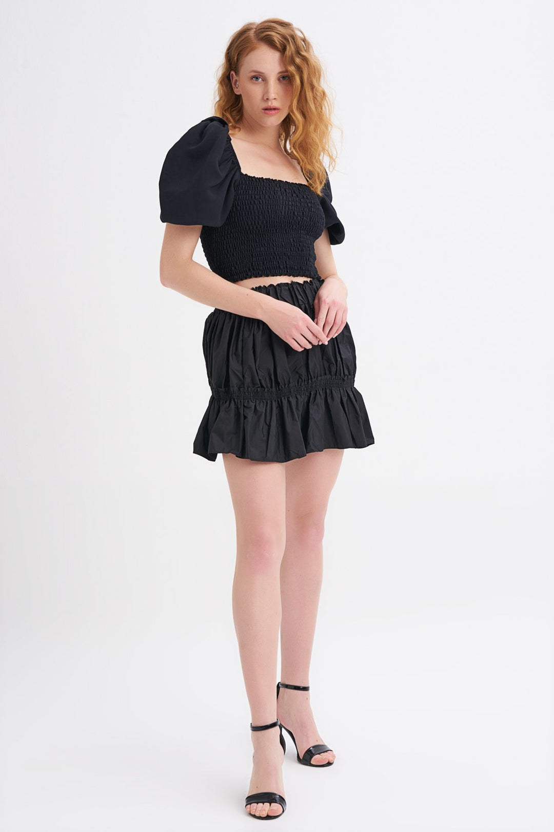 Elastic Waist Skirt Black