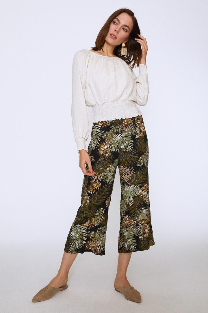 Off Shoulder Gipe Linen Blouse Natural