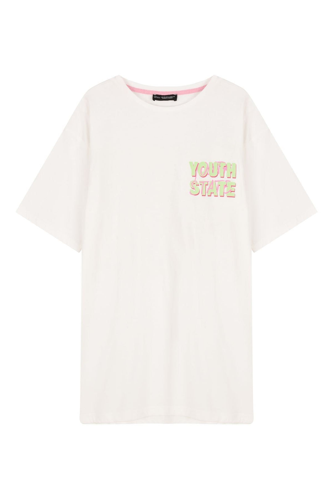 Text Printed Oversize T-Shirt Ecru