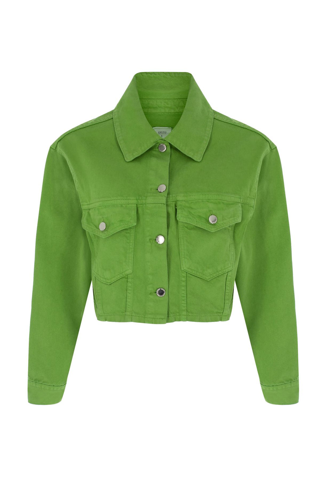 Crop Denim Jacket Green