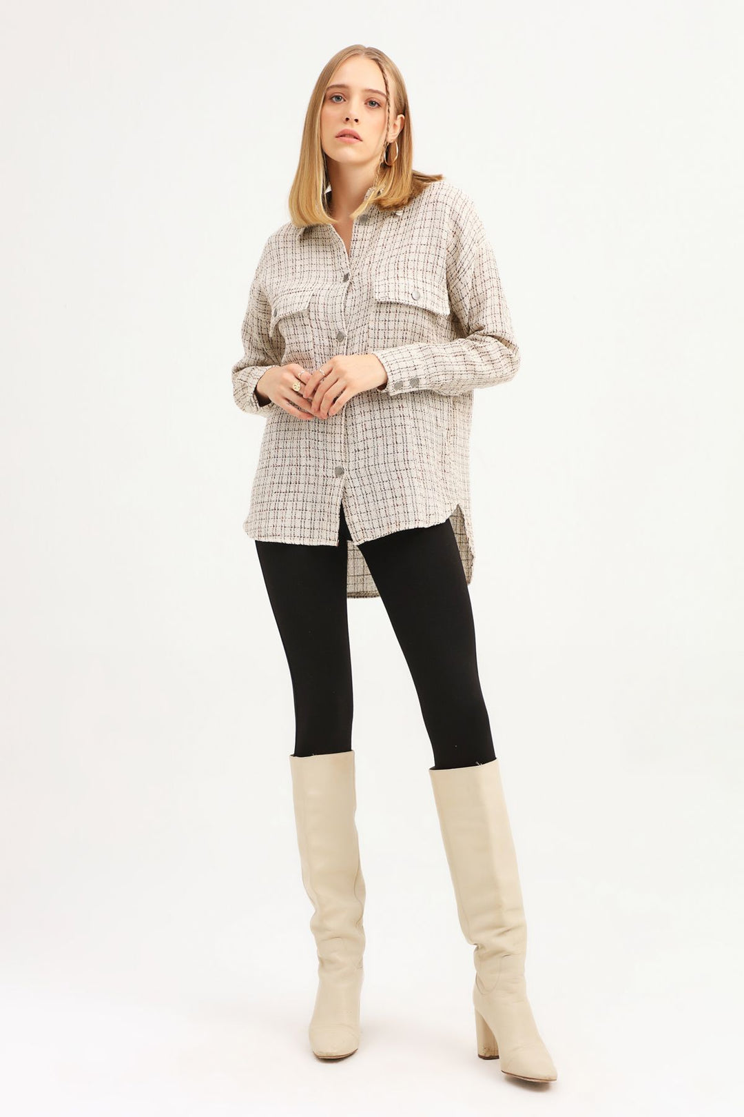 Cepli Düğmeli Tüvit Gömlek Kahverengi