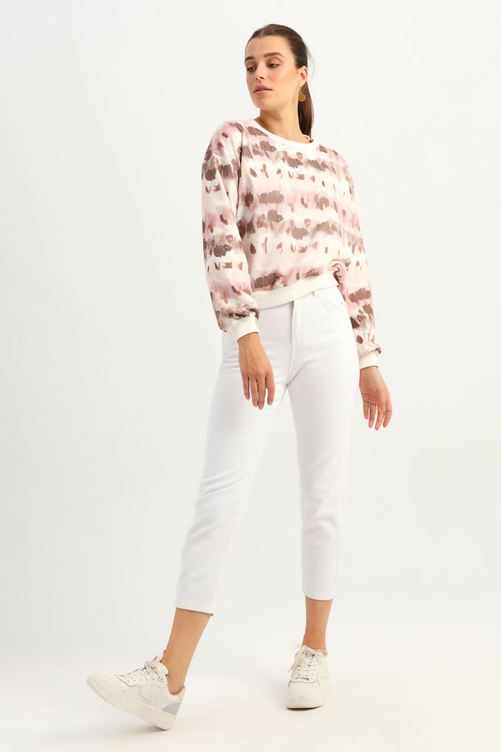 Patterned Oversize Sweatshirt Powder