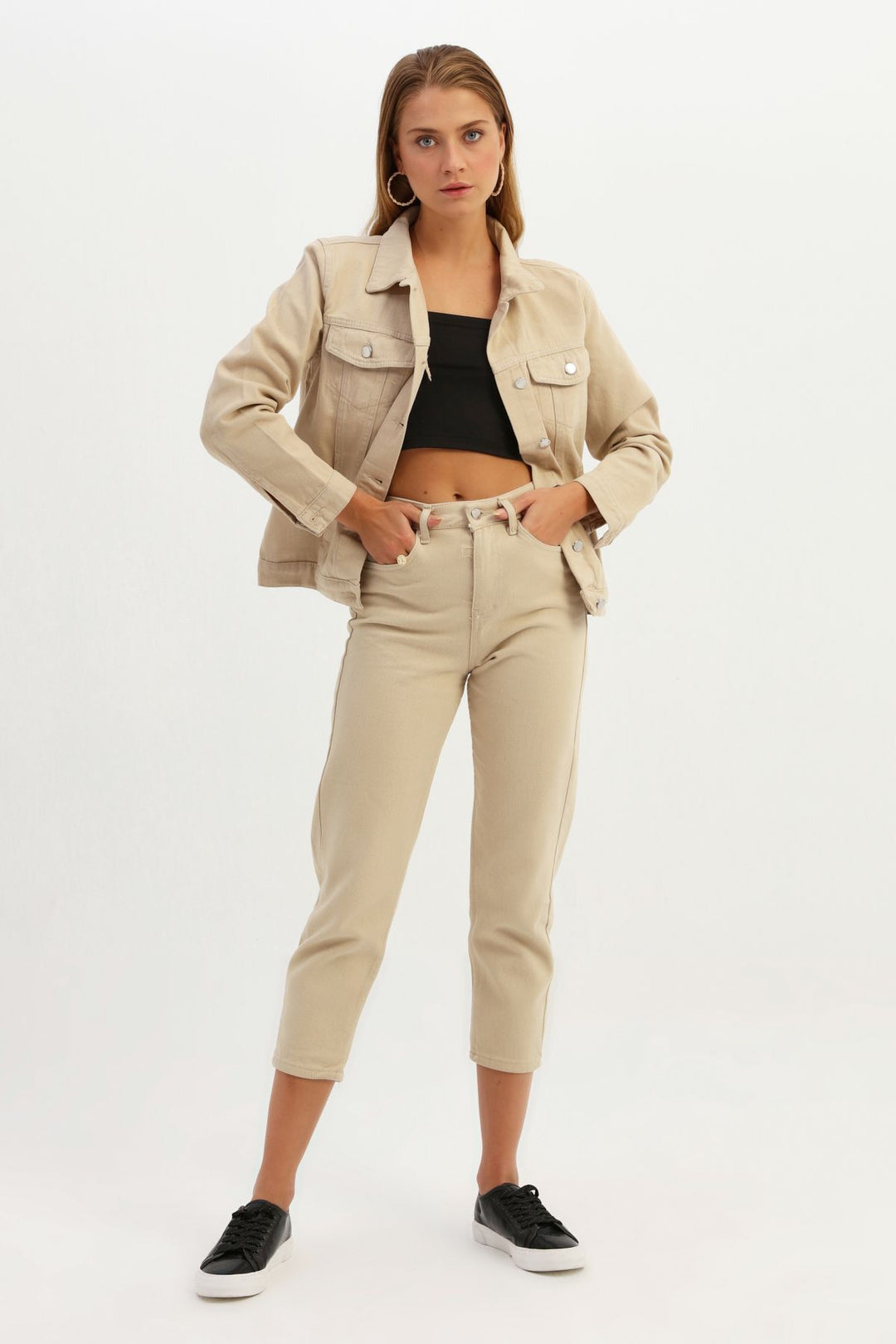 Gabardine Mom Jean Beige