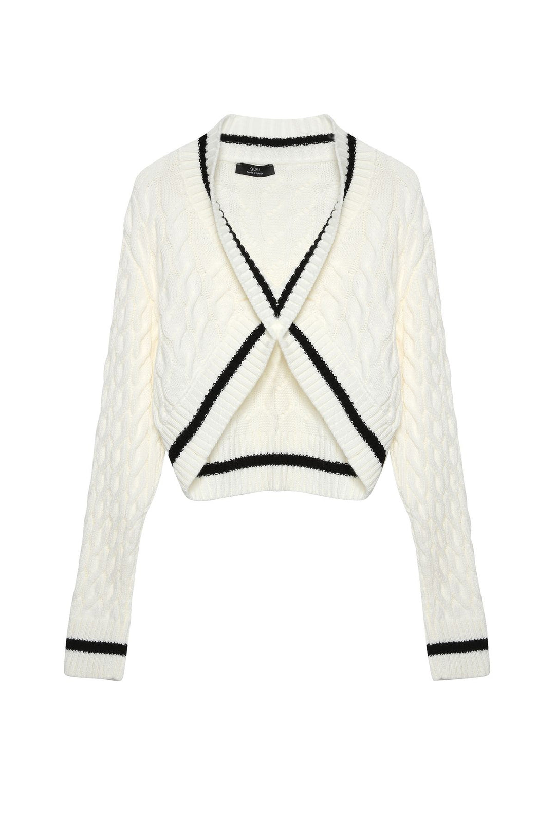 Cross Collar Detailed Sweater Ecru