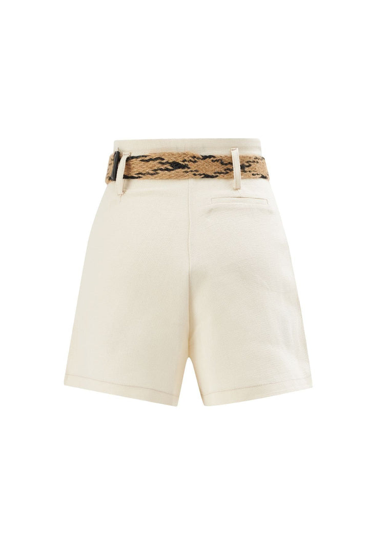 Kemerli Keten Şort Naturel