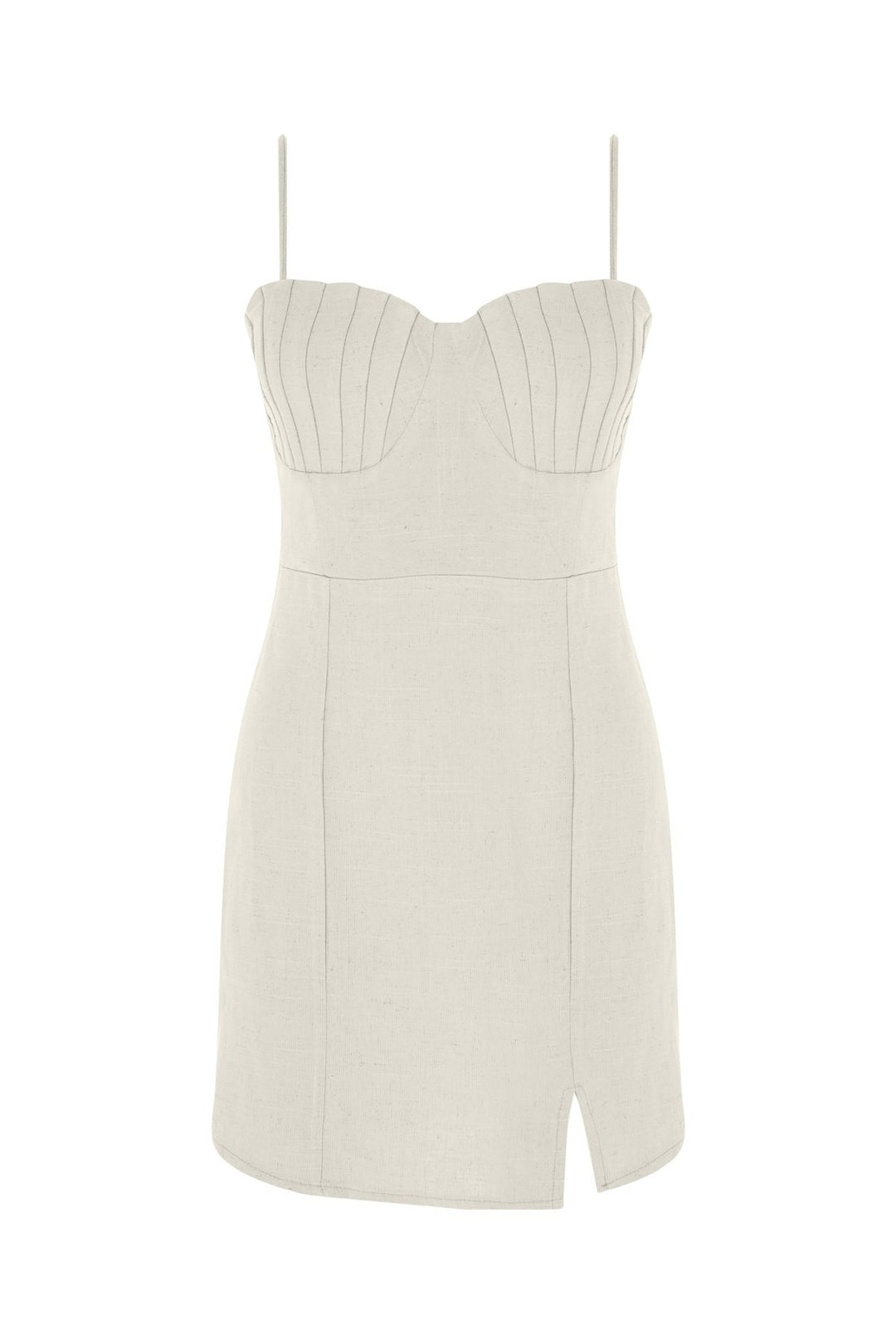 Askılı Keten Mini Elbise Naturel