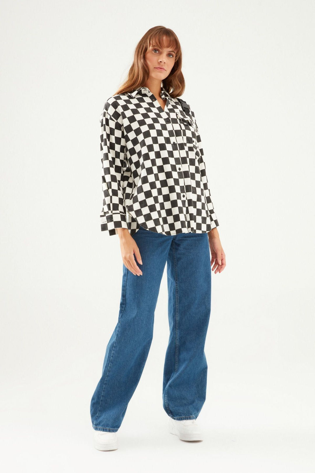 Checkered Shirt Black With Buckle Accessories
