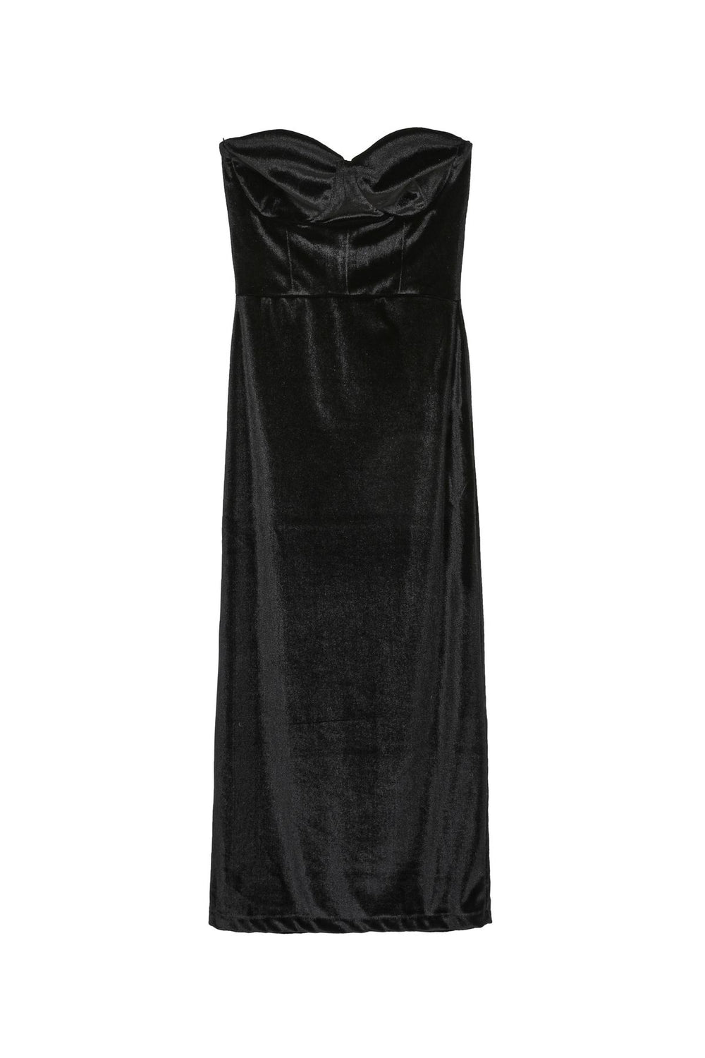 Strapless Velvet Midi Dress Black