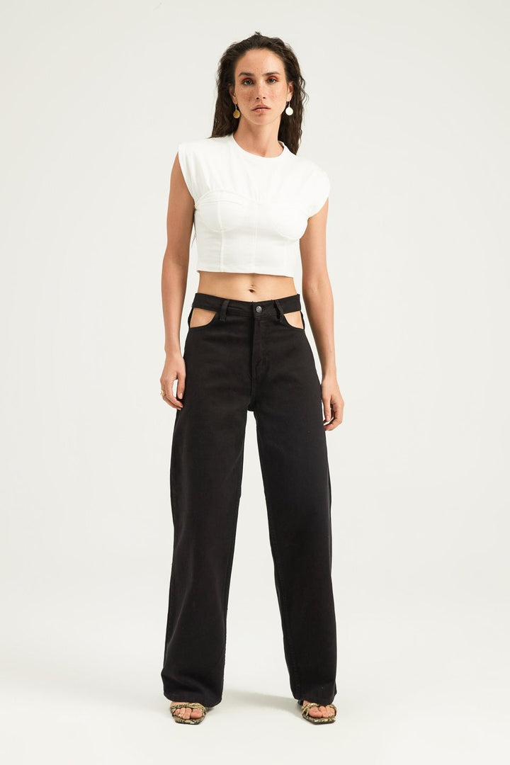 Sleeveless Crop T-Shirt Ecru