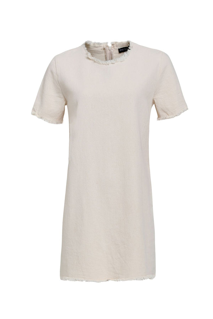 Tasseled Gabardine Mini Dress Natural