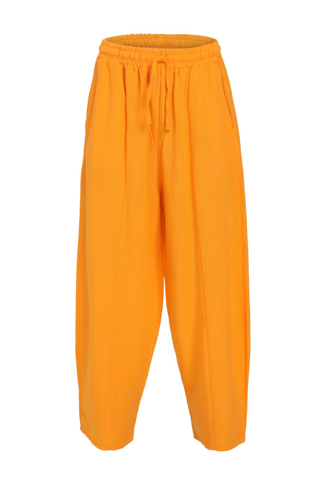 Beli Lastikli Keten Pantolon Turuncu