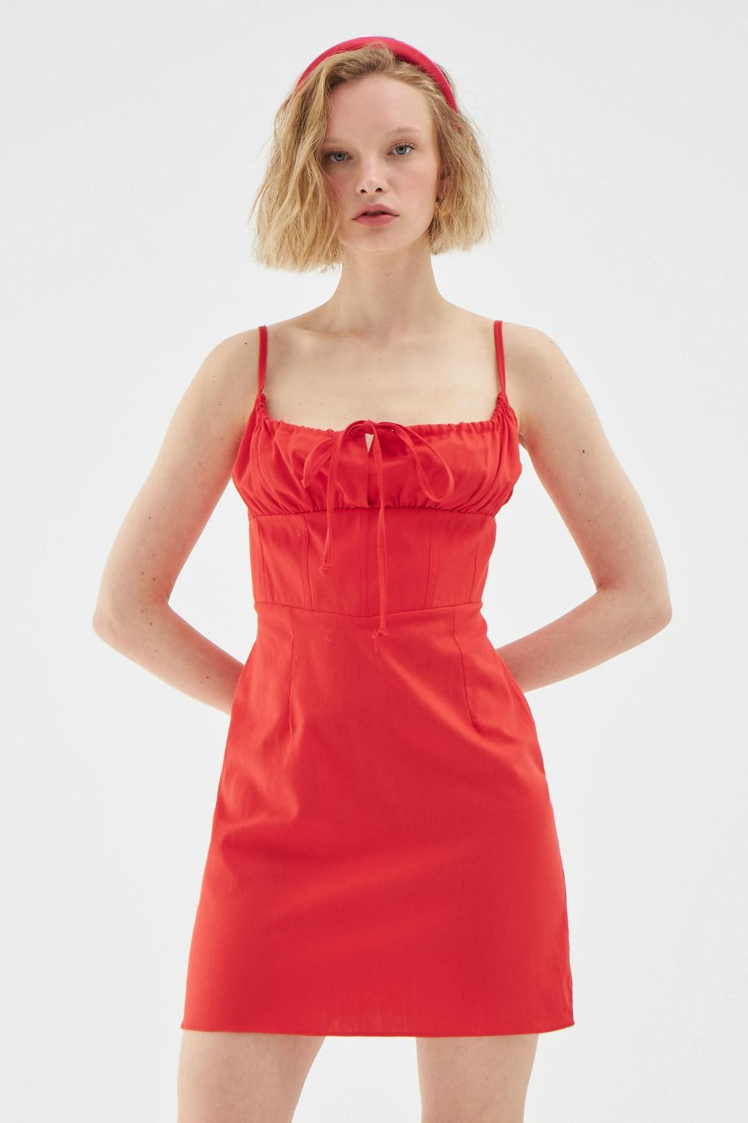 Strap Underwire Mini Dress Red