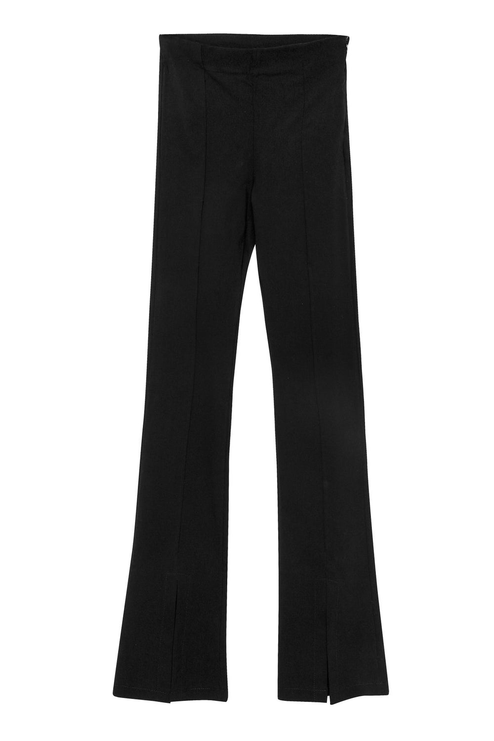 Side Zipper High Waist Trousers Black