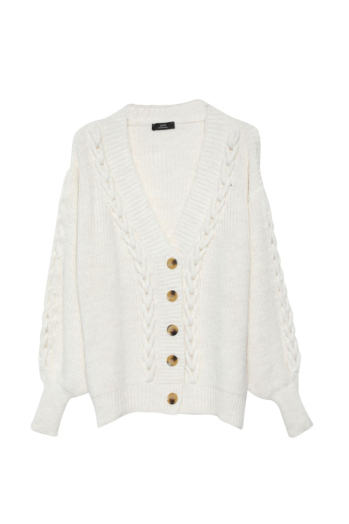 Knit Detailed Cardigan Ecru