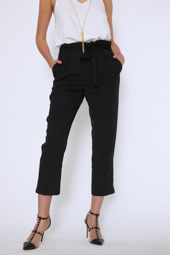 Waist Belted Trousers Black