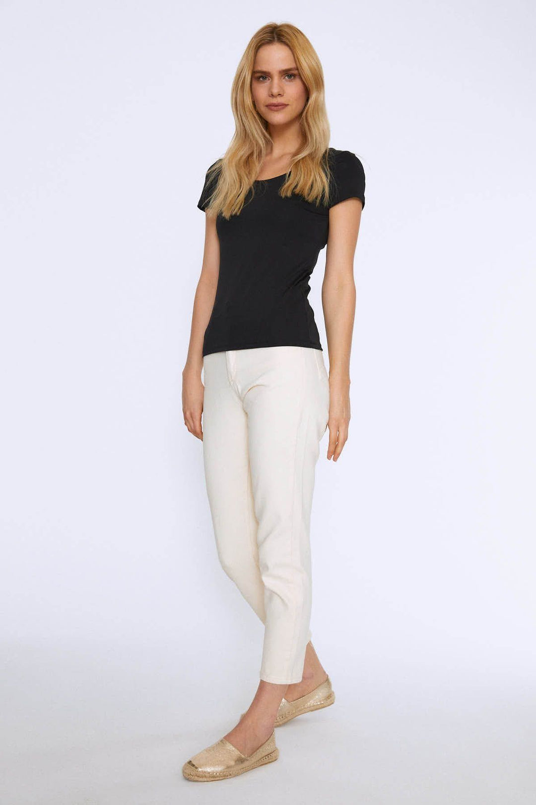 Short Sleeve Basic Blouse Black