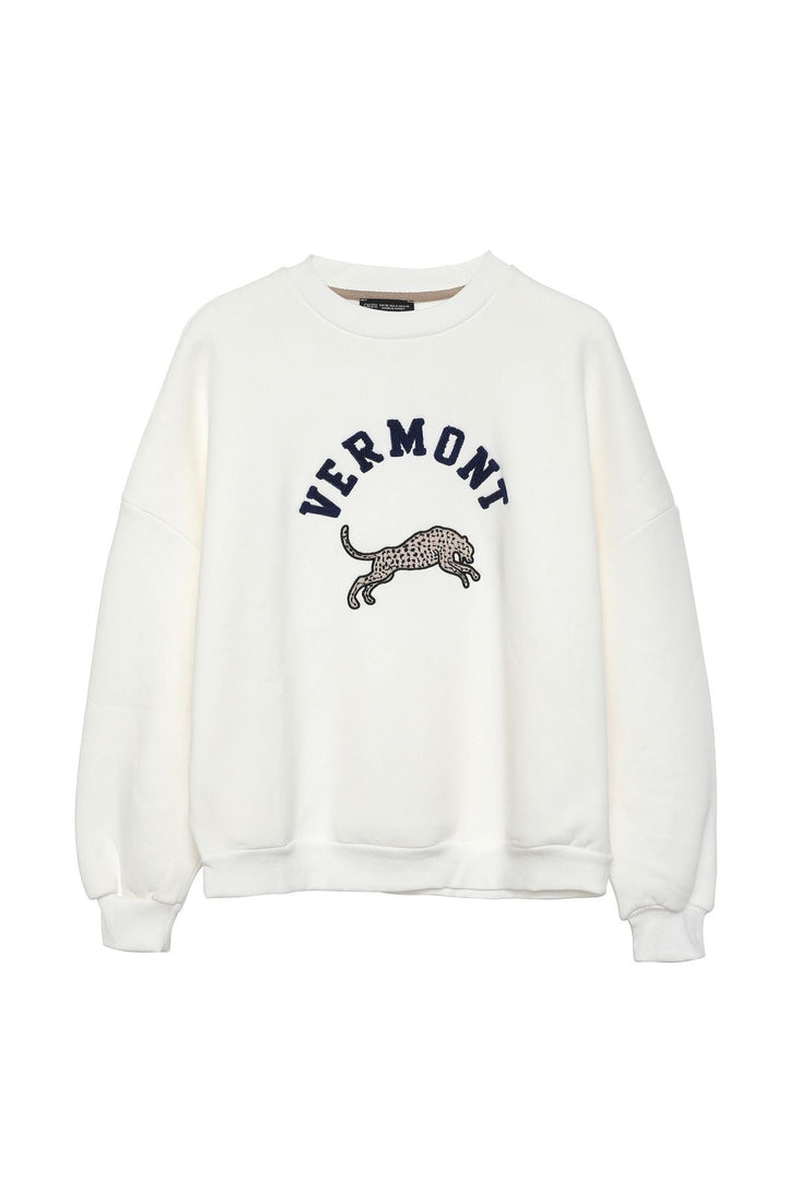 Embroidery Detailed Oversize Sweatshirt Ecru